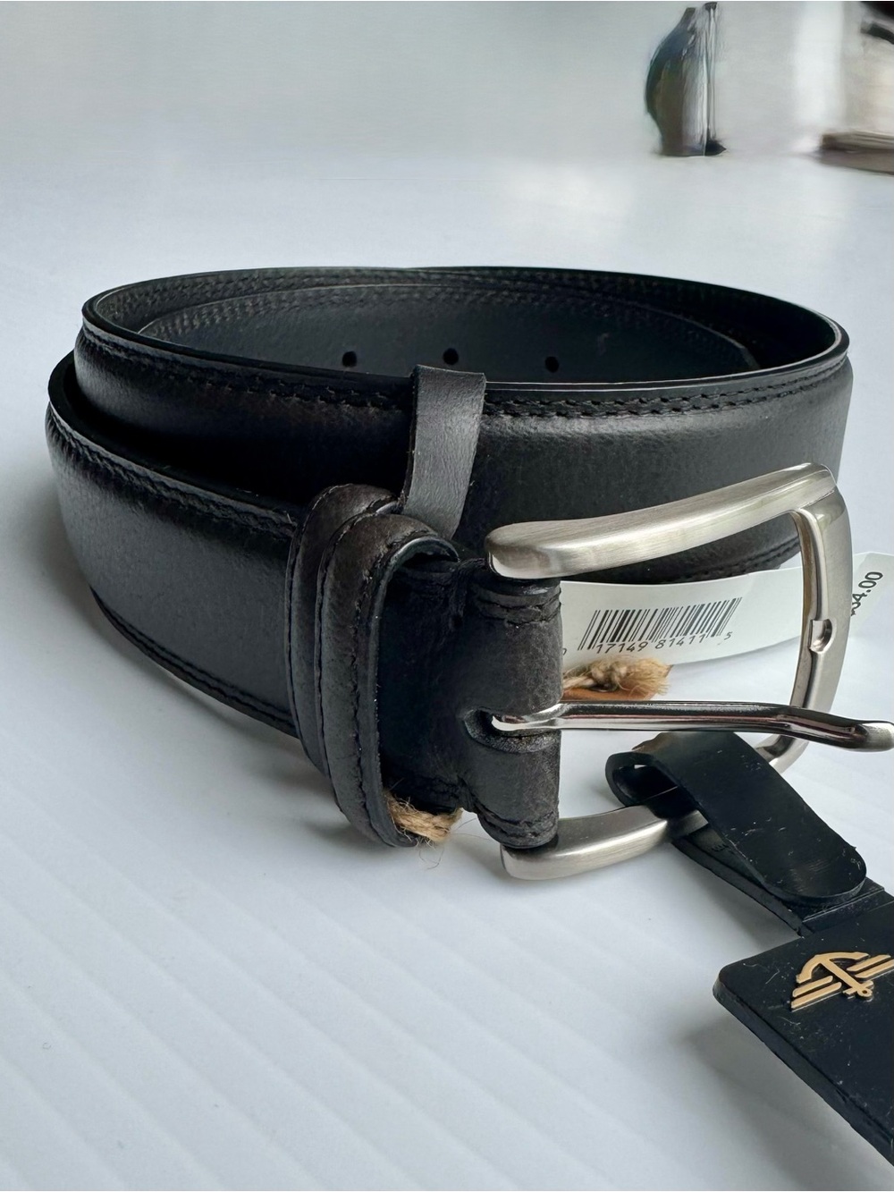 Dockers Black Leather Men's Belt with Silver Buckle